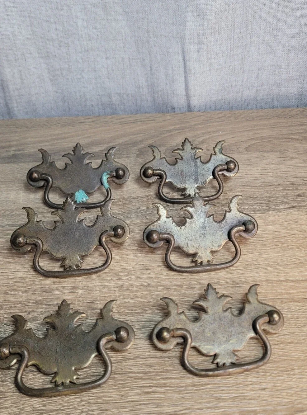 Antique Brass Drawer Pulls - Brown Patina (Set of 6)
